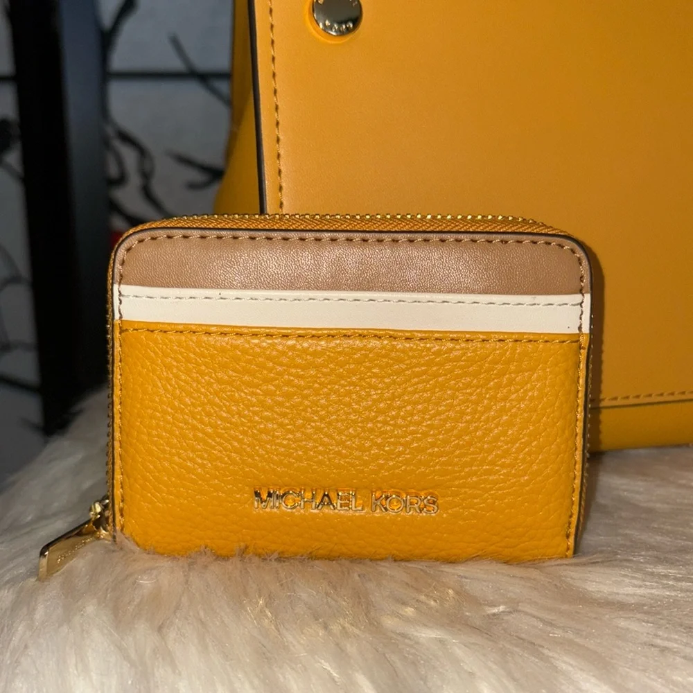 Michael Kors Medium HAMILTON Satchel/JET SET TRAVEL Card Case Wallet 2pc Set - Picture 6 of 8